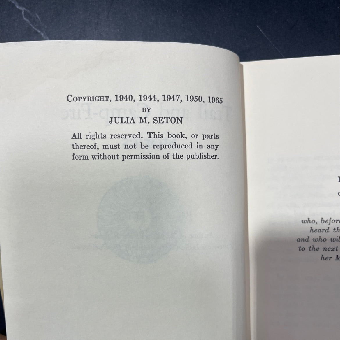 2001 trail and camp-fire stories book, by julia m. seton, 1968 Hardcover image 3