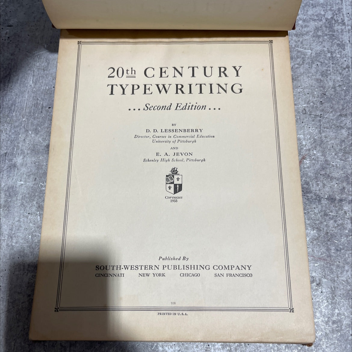 20th century typewriting book, by D. D. lessenberry, E. A. jevon, 1933 Hardcover image 3