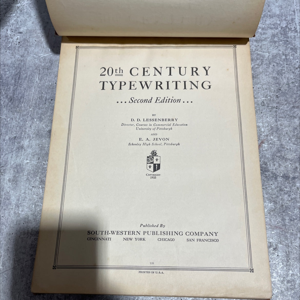 20th century typewriting book, by D. D. lessenberry, E. A. jevon, 1933 Hardcover image 2