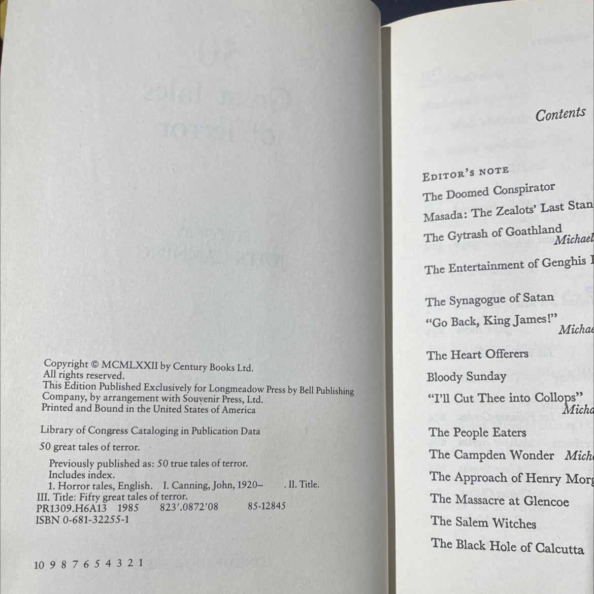 50 great tales of terror book, by John Canning, 1985 Hardcover image 3