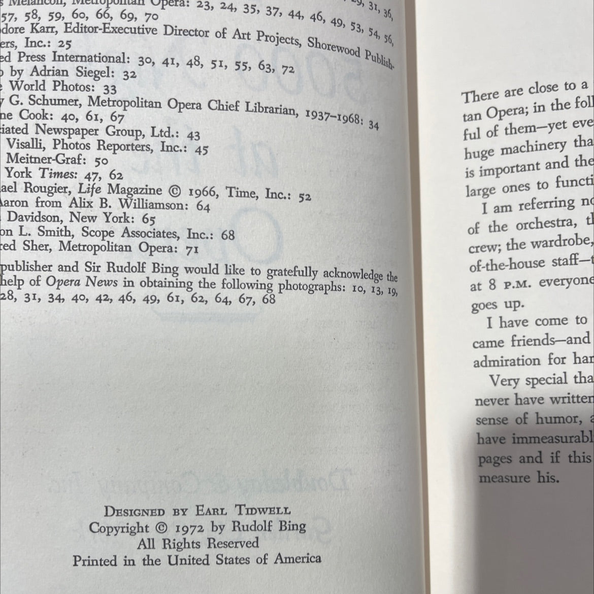 5000 nights at the opera book, by Sir Rudolf Bing, 1972 Hardcover image 3