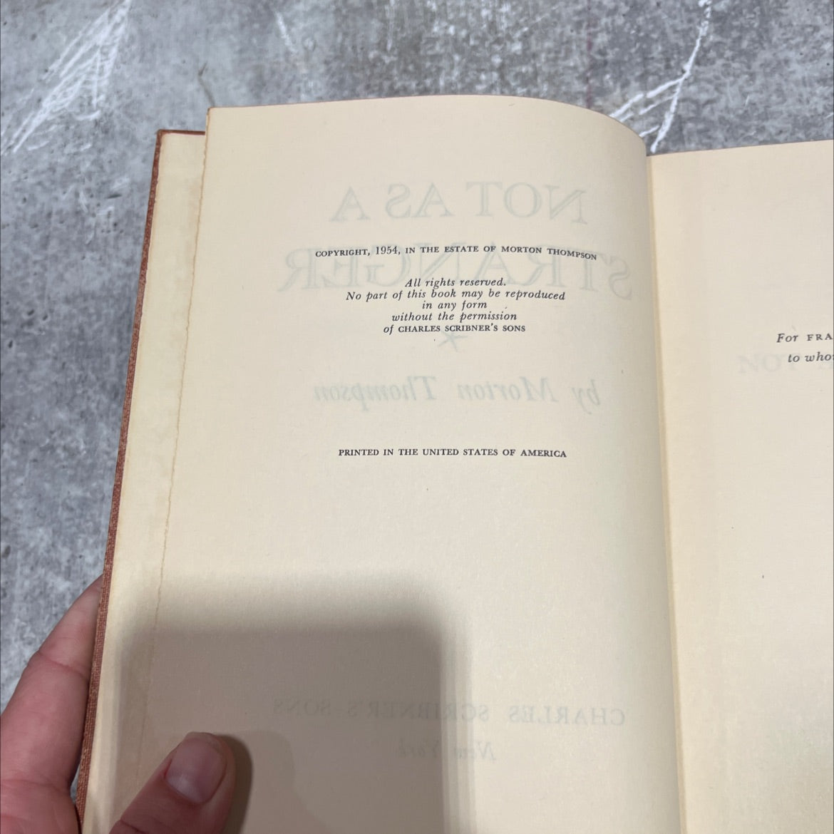 a 2a to not as a stranger book, by morton thompson, 1954 Hardcover image 3