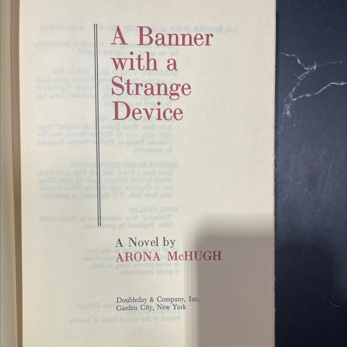 a banner with a strange device book, by arona mchugh, 1964 Hardcover image 2