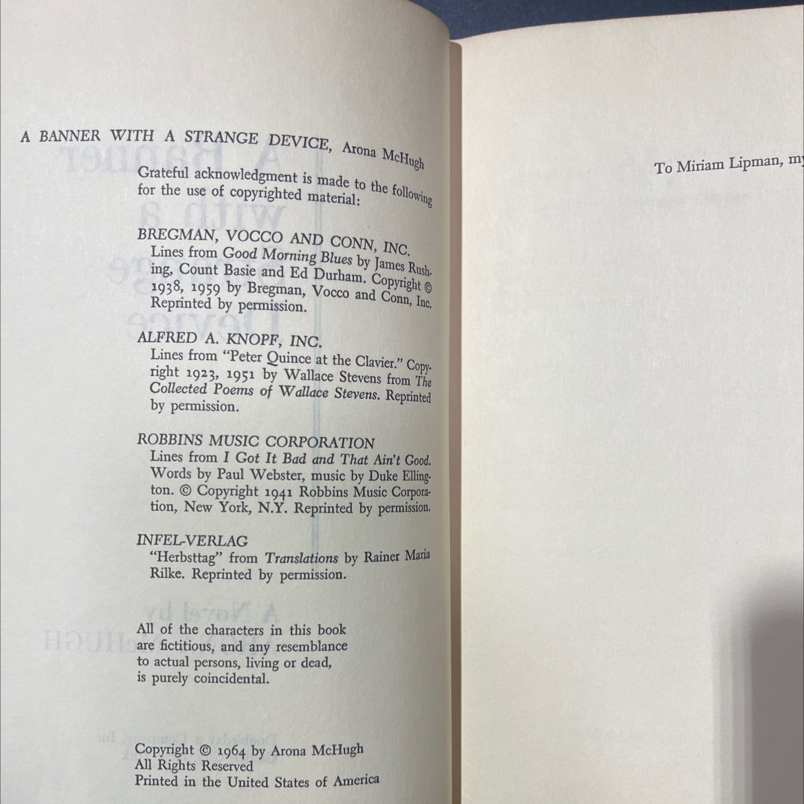 a banner with a strange device book, by arona mchugh, 1964 Hardcover image 3