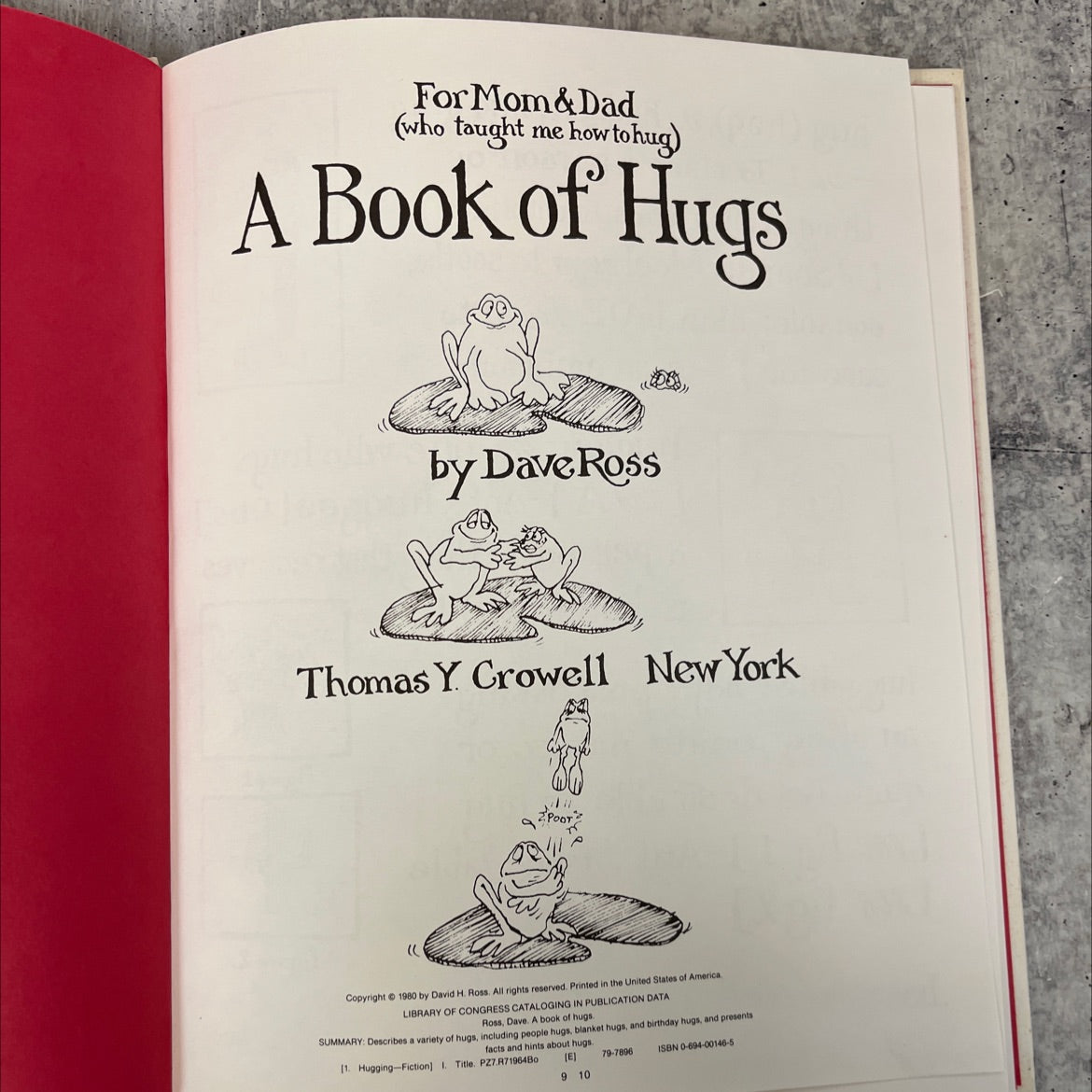 a book of hugs book, by dave ross, 1980 Hardcover image 2