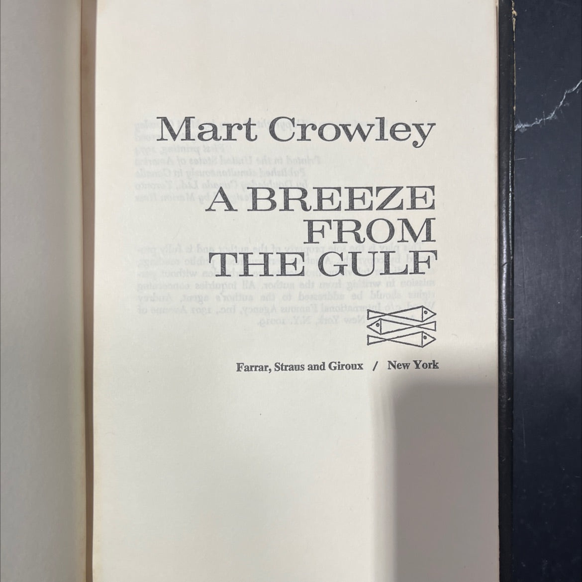 a breeze from the gulf book, by Mart Crowley, 1974 Hardcover image 2