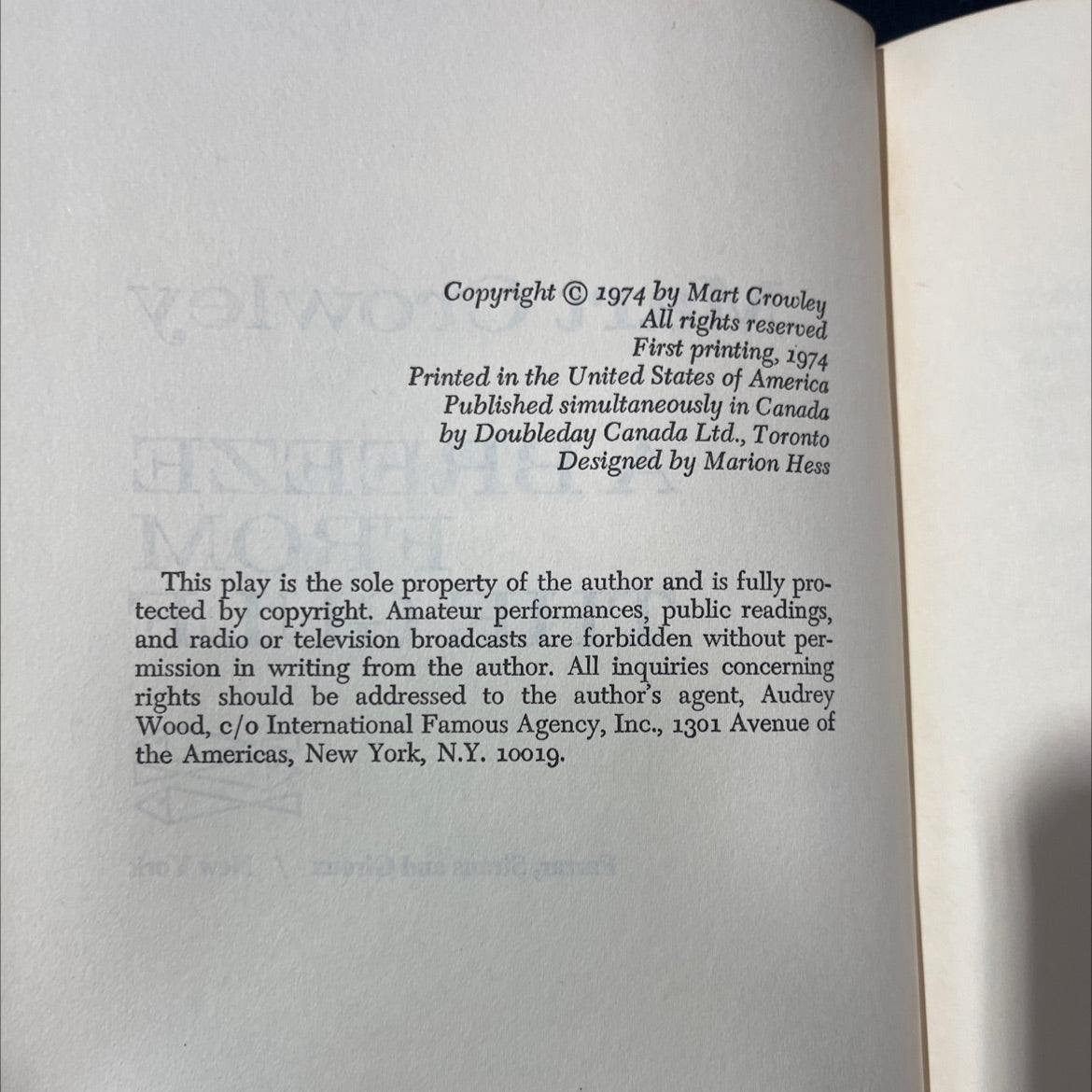 a breeze from the gulf book, by Mart Crowley, 1974 Hardcover image 3
