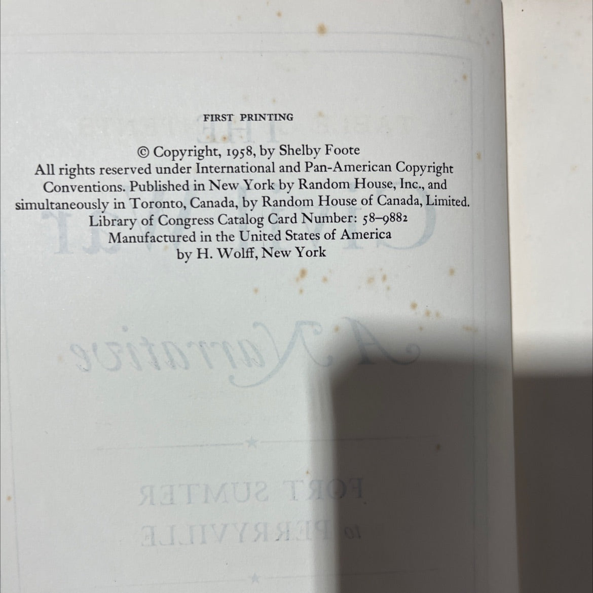 SIGNED a civil war a narrative fort sumter to perryville book, by shelby foote, 1958 Hardcover, First Edition, Rare, image 3