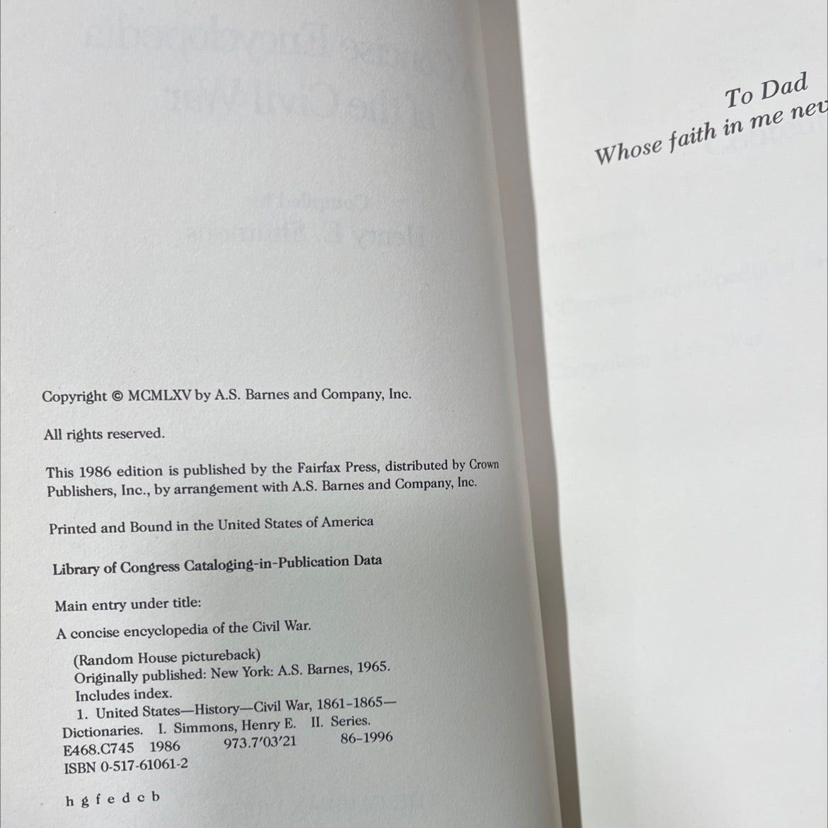 a concise encyclopedia of the civil war book, by Henry E. Simmons, 1986 Hardcover image 3