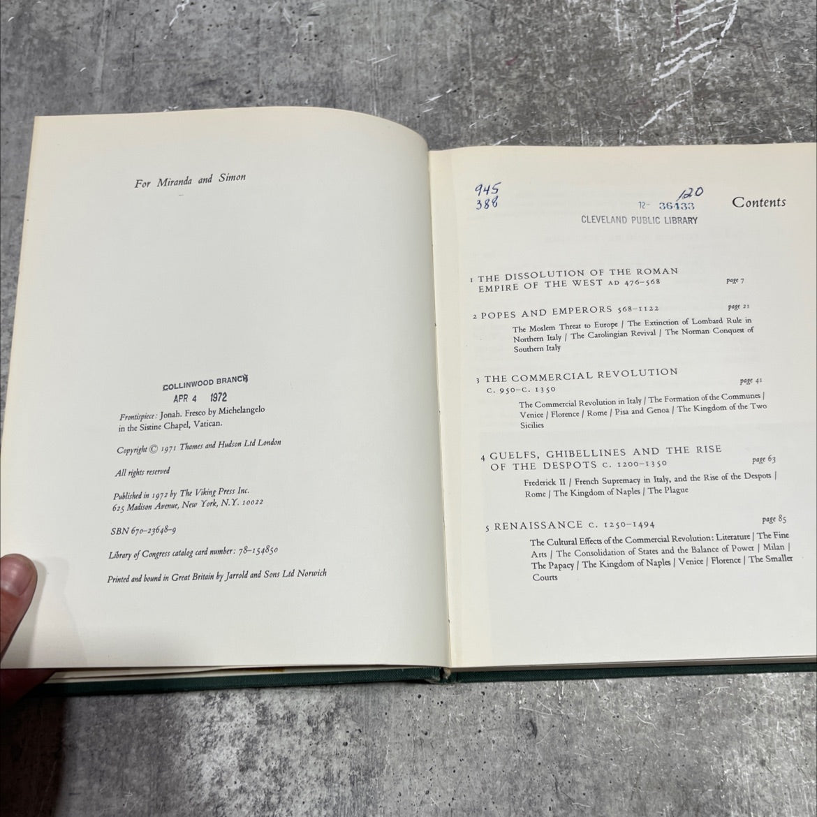 a concise history of italy book, by peter gunn, 1972 Hardcover image 3