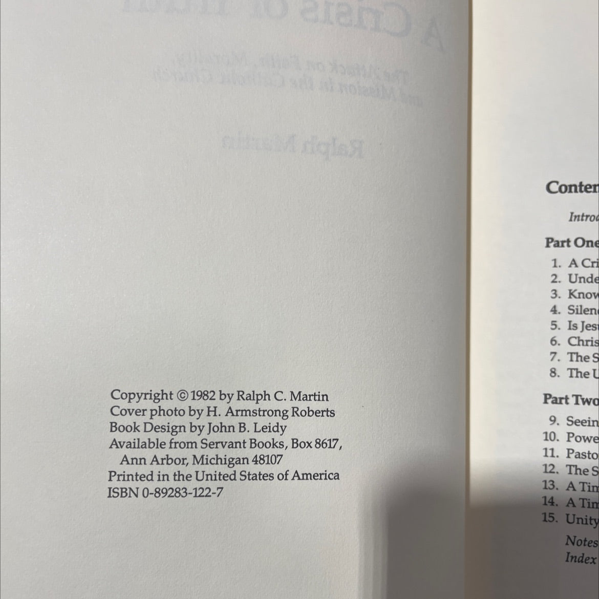 SIGNED a crisis of truth the attack on faith morality and mission in the catholic church book, by ralph martin, 1982 image 3