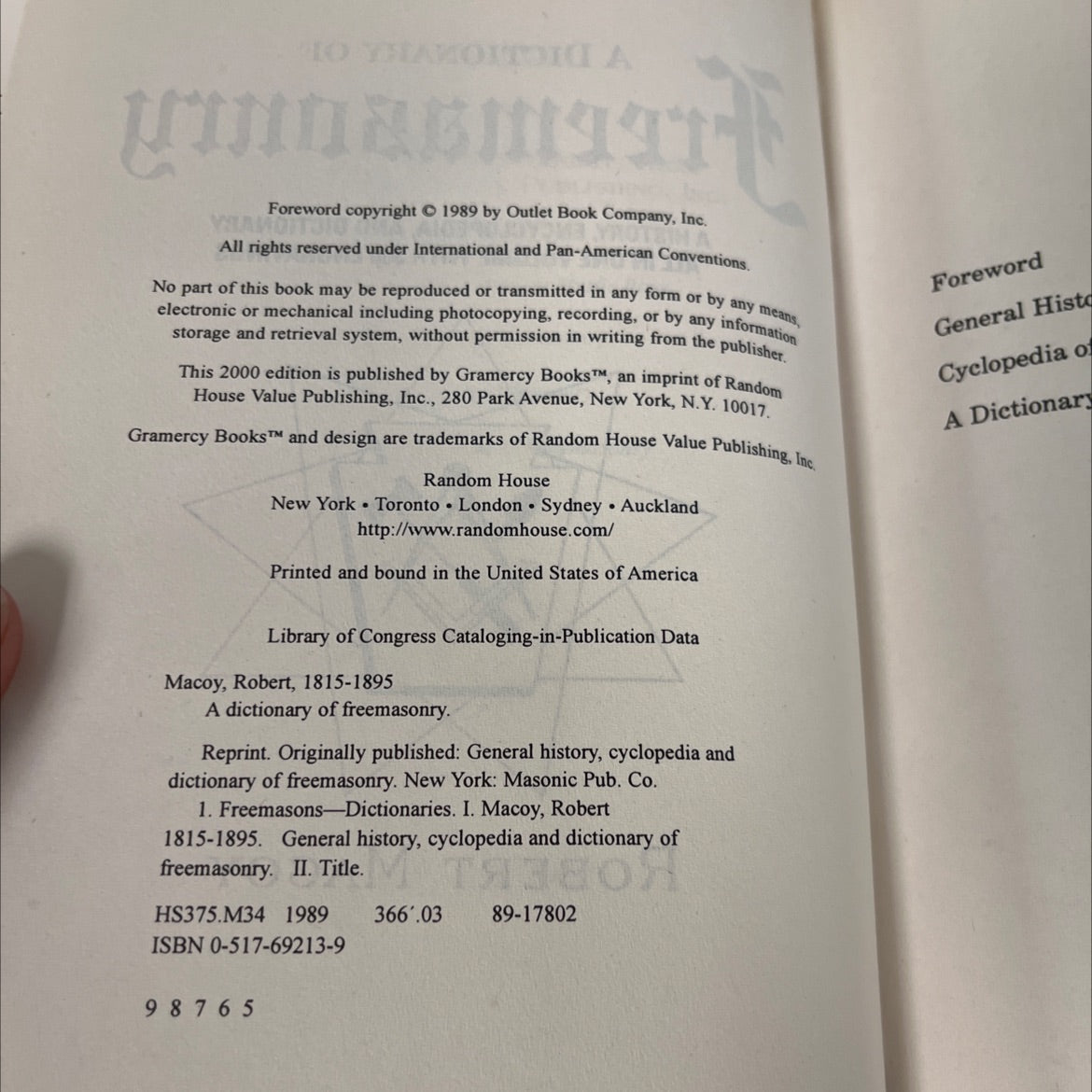 a dictionary of freemasonry book, by robert macoy, 2000 Hardcover image 3