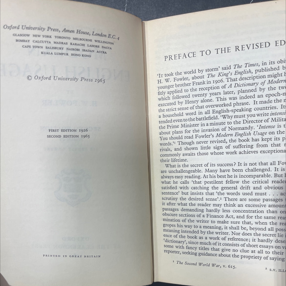 a dictionary of modern english usage book, by h. w. fowler, 1965 Hardcover image 3