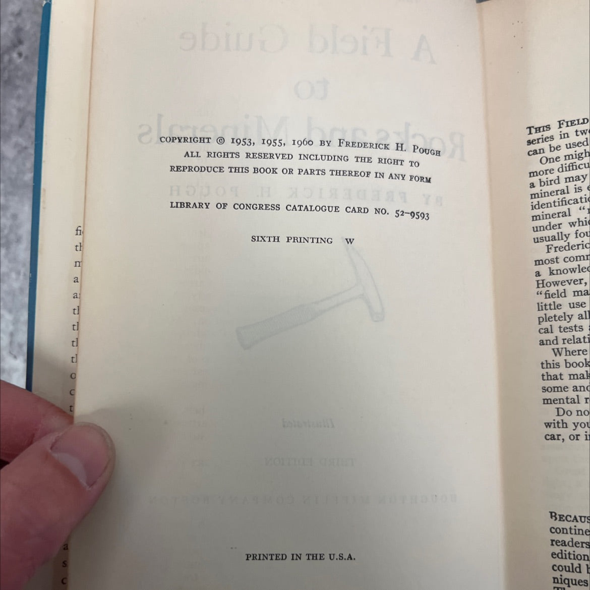 a field guide to rocks and minerals book, by frederick h. pough, 1960 Hardcover image 3