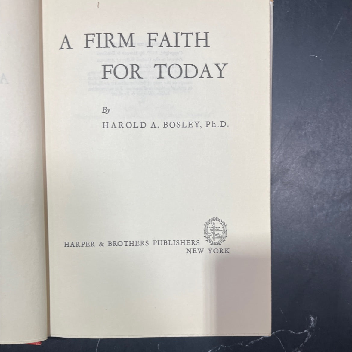a firm faith for today book, by harold a. bosley, ph.d., 1950 Hardcover image 2
