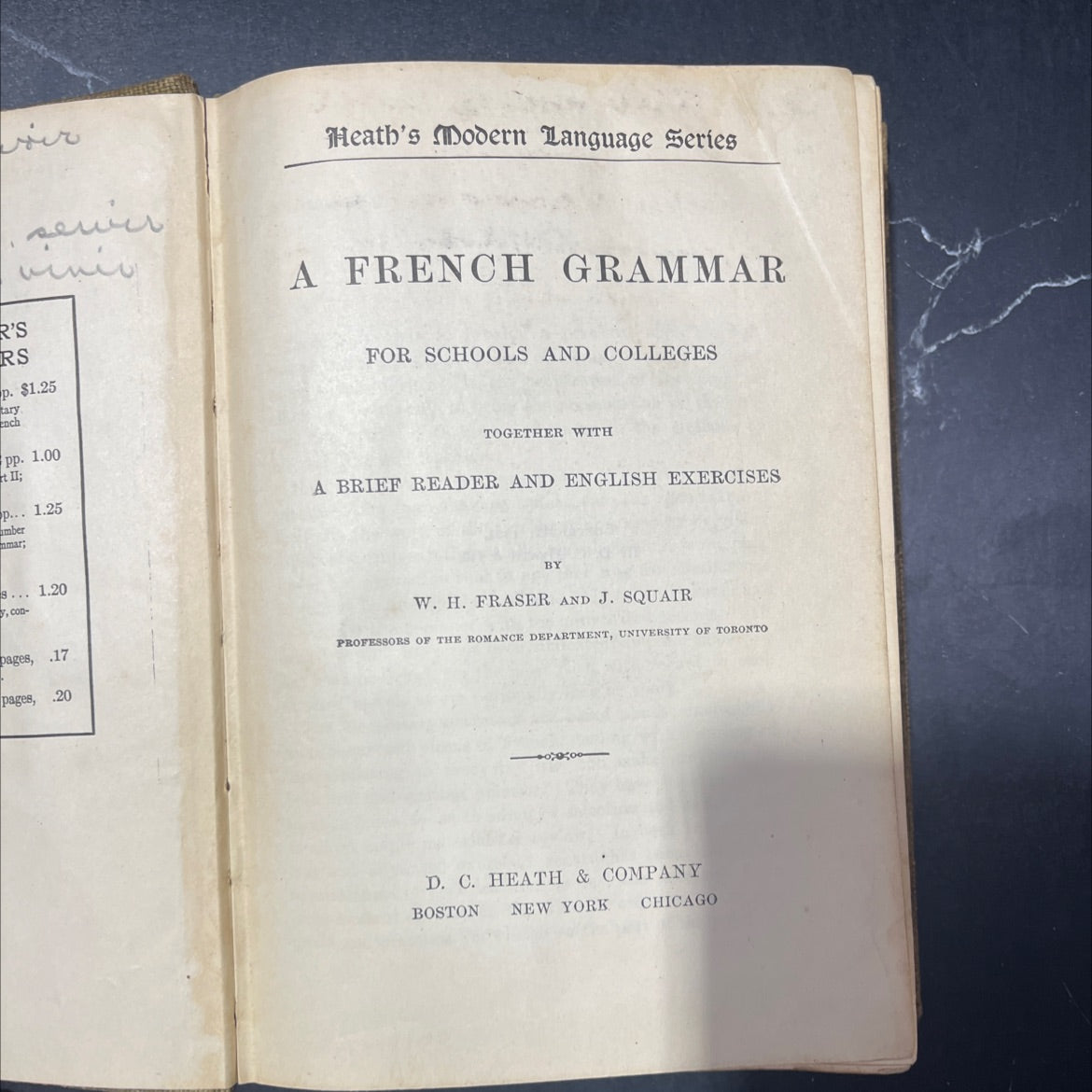 a french grammar book, by w. h. fraser and j. squair, 1901 Hardcover image 2