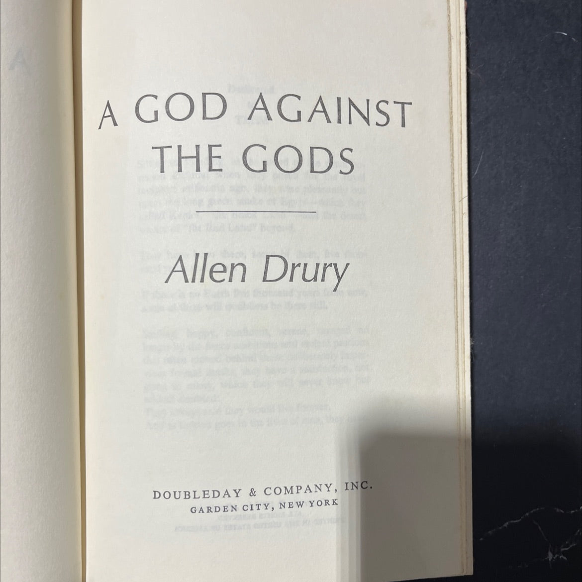 a god against the gods book, by allen drury, 1976 Hardcover image 2