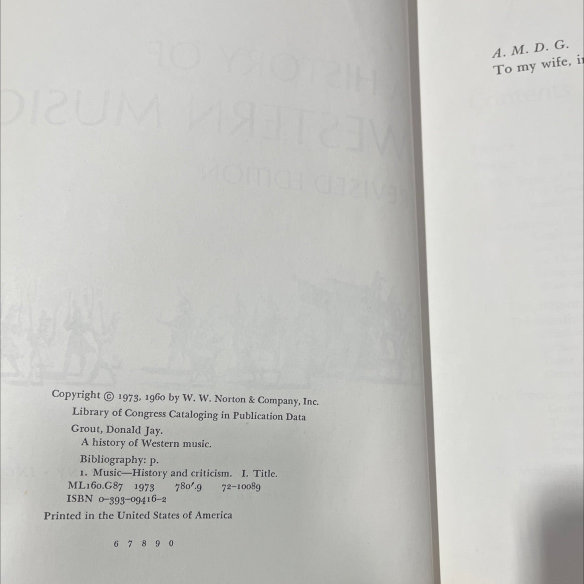 a history of western music book, by Donald Jay Grout, 1973 Hardcover image 3
