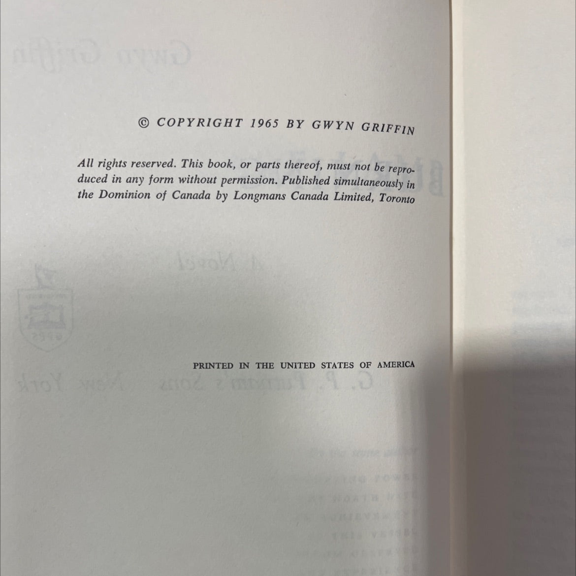 a last lamp burning book, by gwyn griffin, 1965 Hardcover image 3