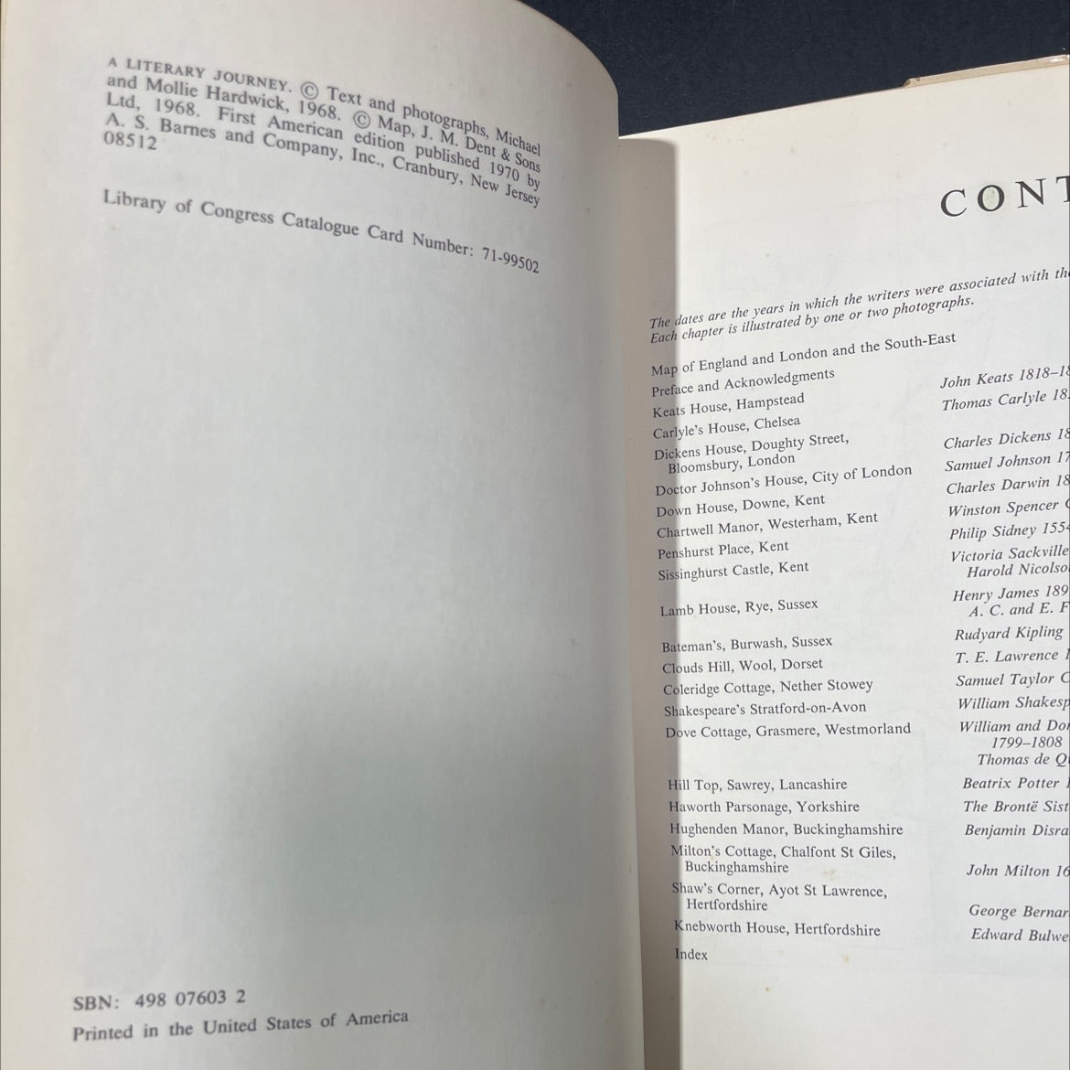 a literary journey visits to the homes of great writers book, by michael and mollie hardwick, 1970 Hardcover image 3