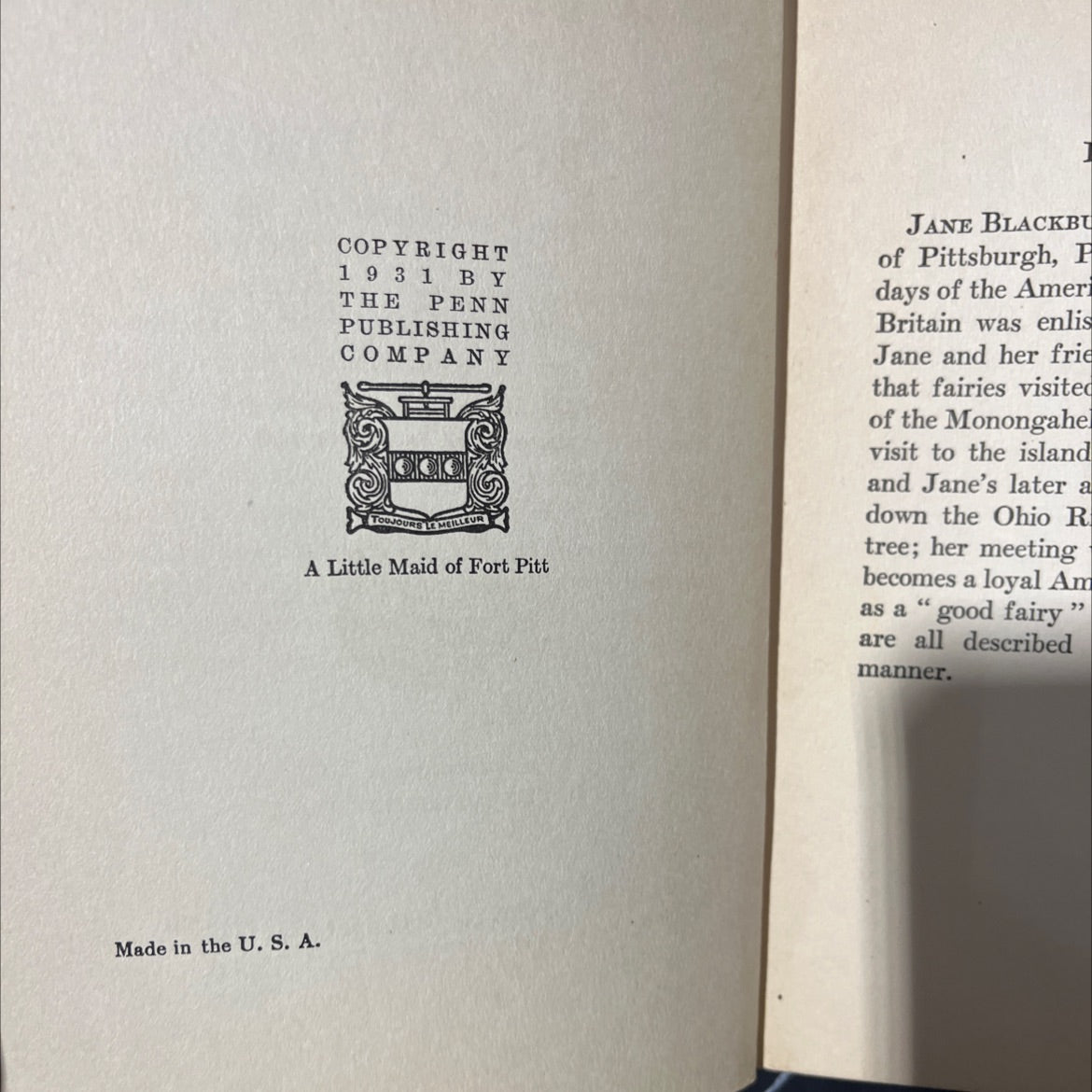 a little maid of fort pitt book, by alice turner curtis, 1931 Hardcover image 3