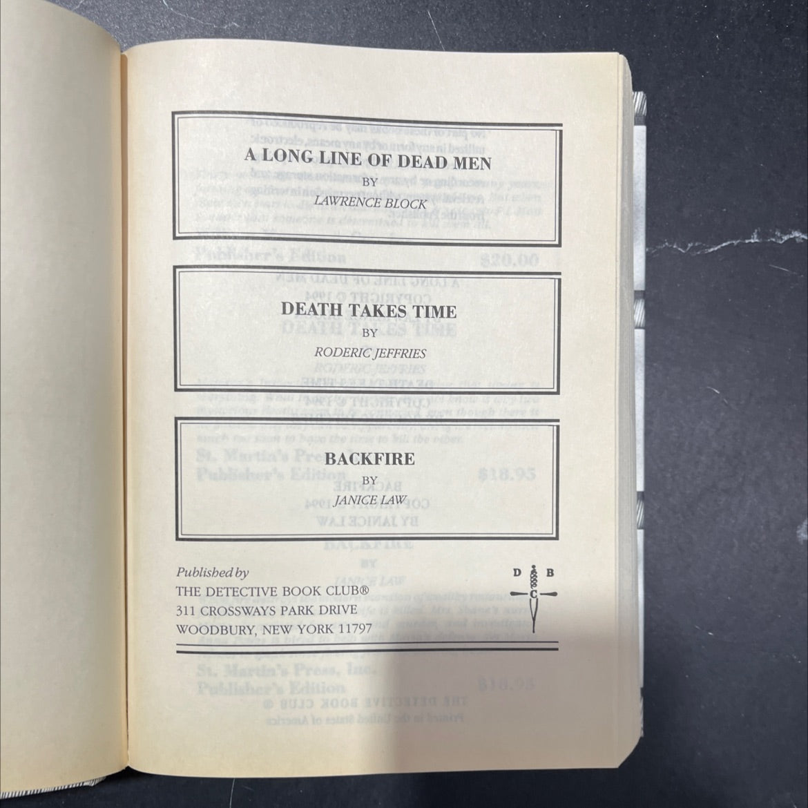 a long line of dead men book, by lawrence block, 1994 Hardcover image 2