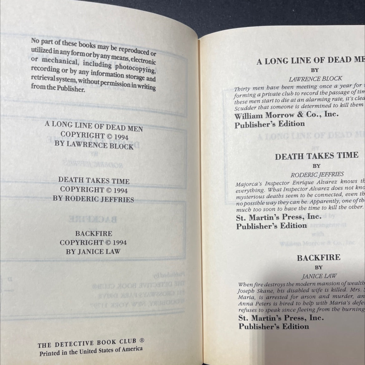a long line of dead men book, by lawrence block, 1994 Hardcover image 3