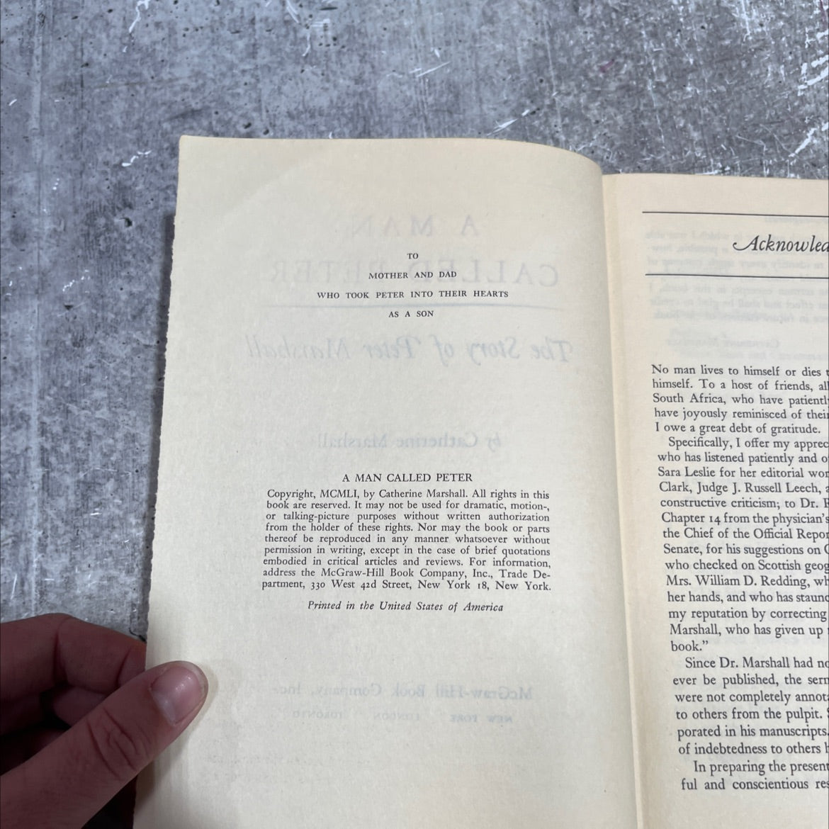 a man called peter the story of peter marshall book, by catherine marshall, 1951 Hardcover image 3