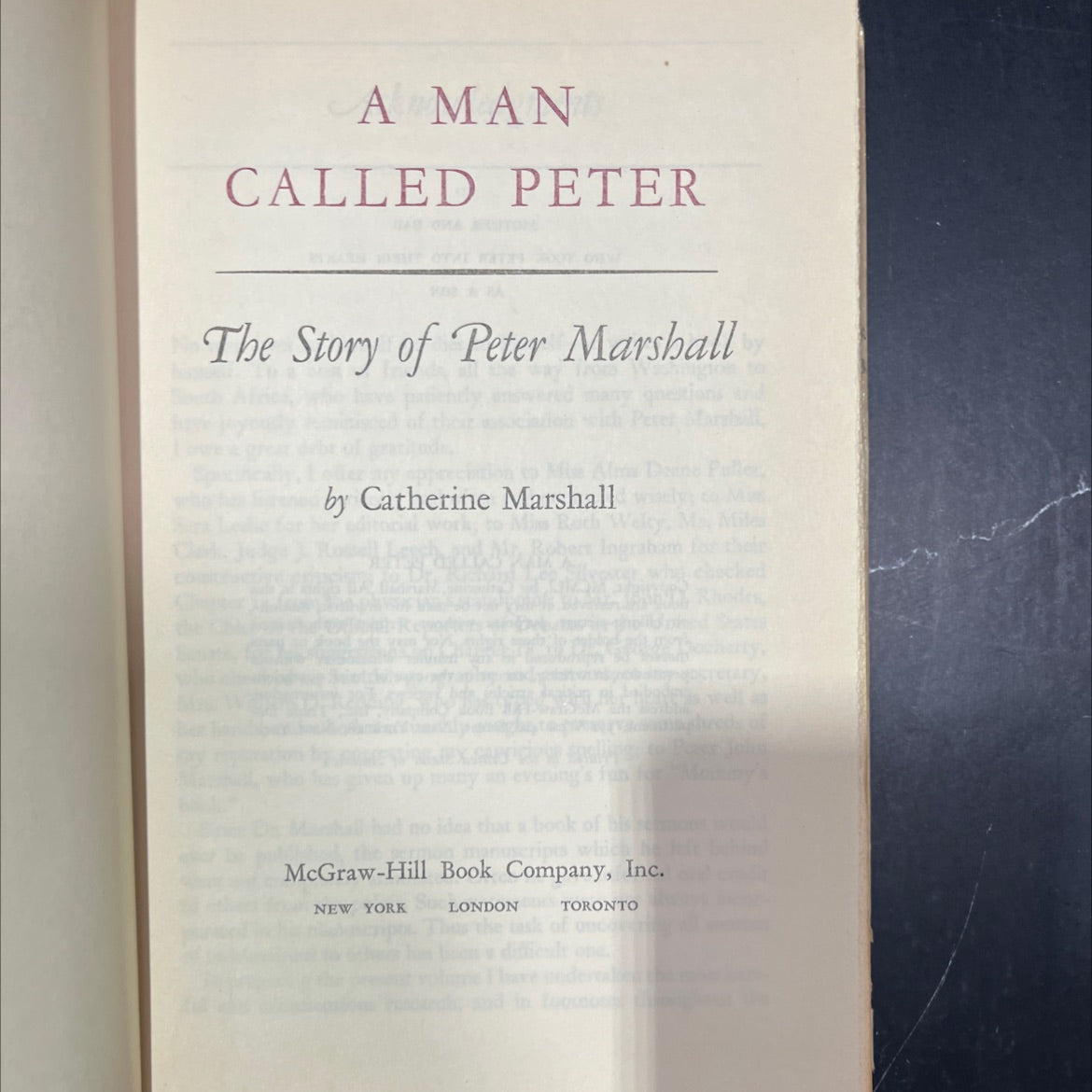 a man called peter book, by catherine marshall, 1951 Hardcover image 2