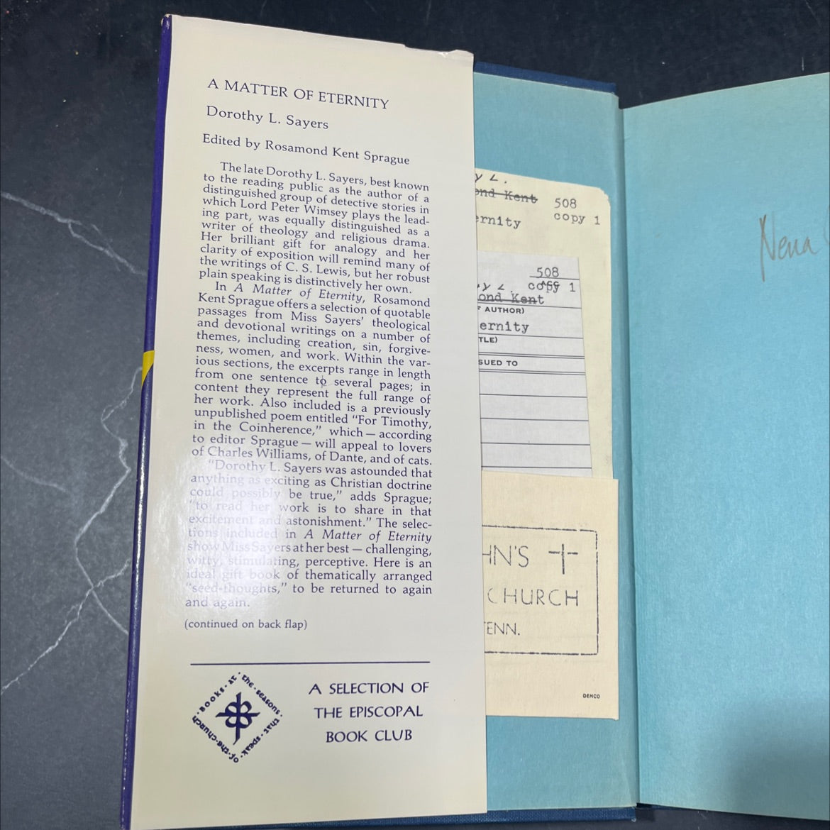 a matter of eternity book, by dorothy l. sayers, 1973 Hardcover image 4