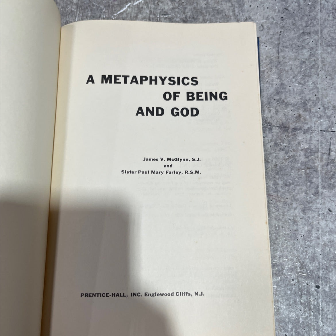 a metaphysics of being and god book, by james v. mcglynn, s.j. and sister paul mary farley, r.s.m., 1966 Hardcover image 2