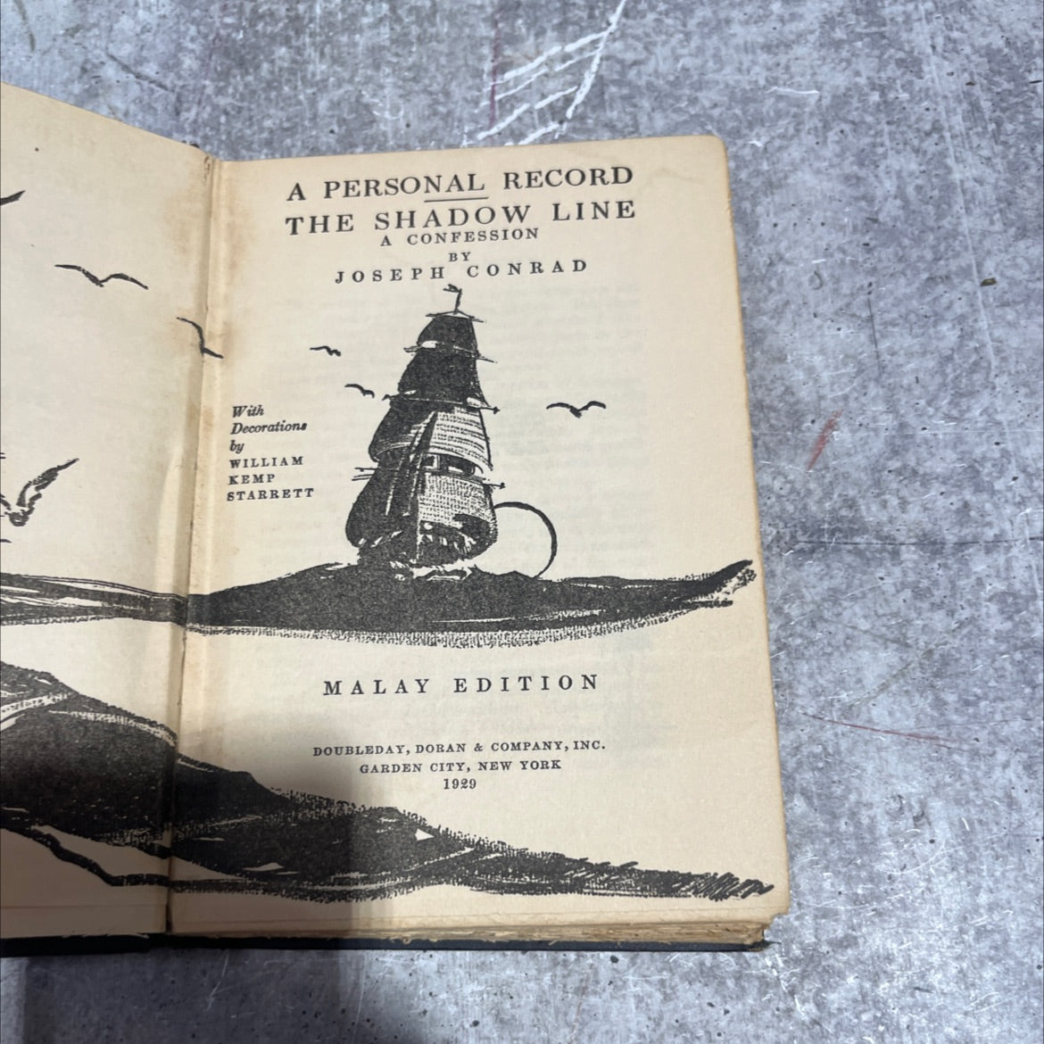a personal record the shadow line a confession book, by joseph conrad, 1929 Hardcover image 2