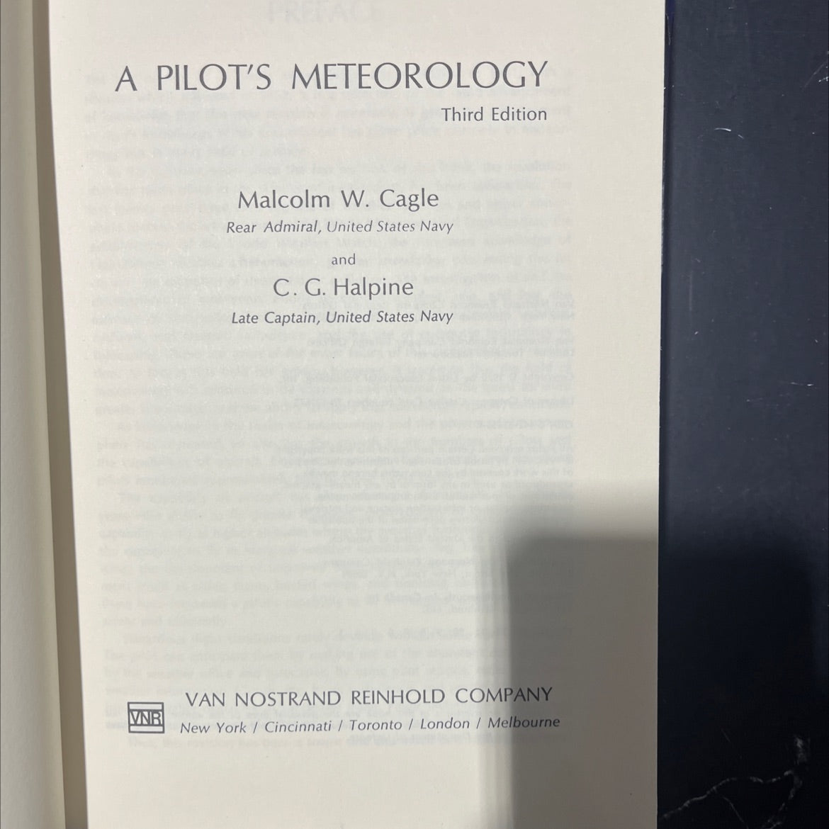 a pilot's meteorology book, by malcolm w. cagle, c. g. halpine, 1970 Hardcover image 2