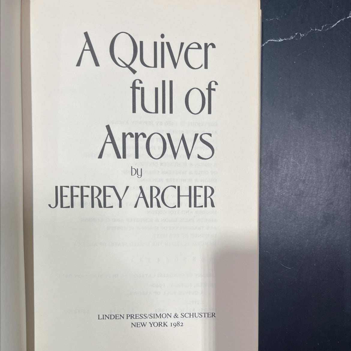 a quiver full of arrows book, by jeffrey archer, 1982 Hardcover image 2