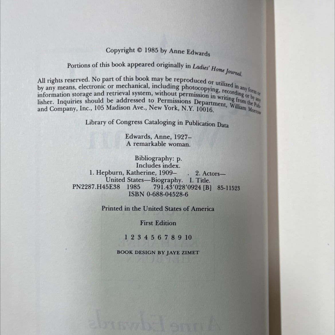 a remarkable woman book, by anne edwards, 1985 Hardcover image 3