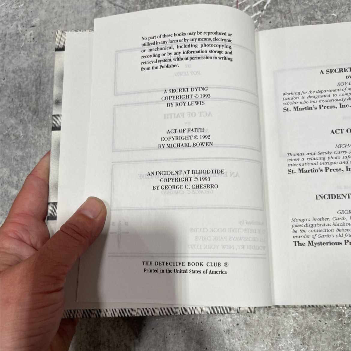 a secret dying book, by roy lewis, 1993 Hardcover image 3