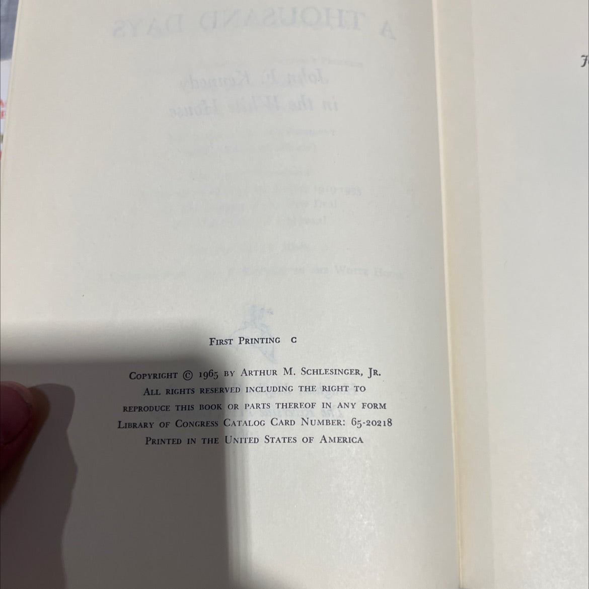 a thousand days john f. kennedy in the white house book, by arthur m. schlesinger, jr., 1965 Hardcover image 3