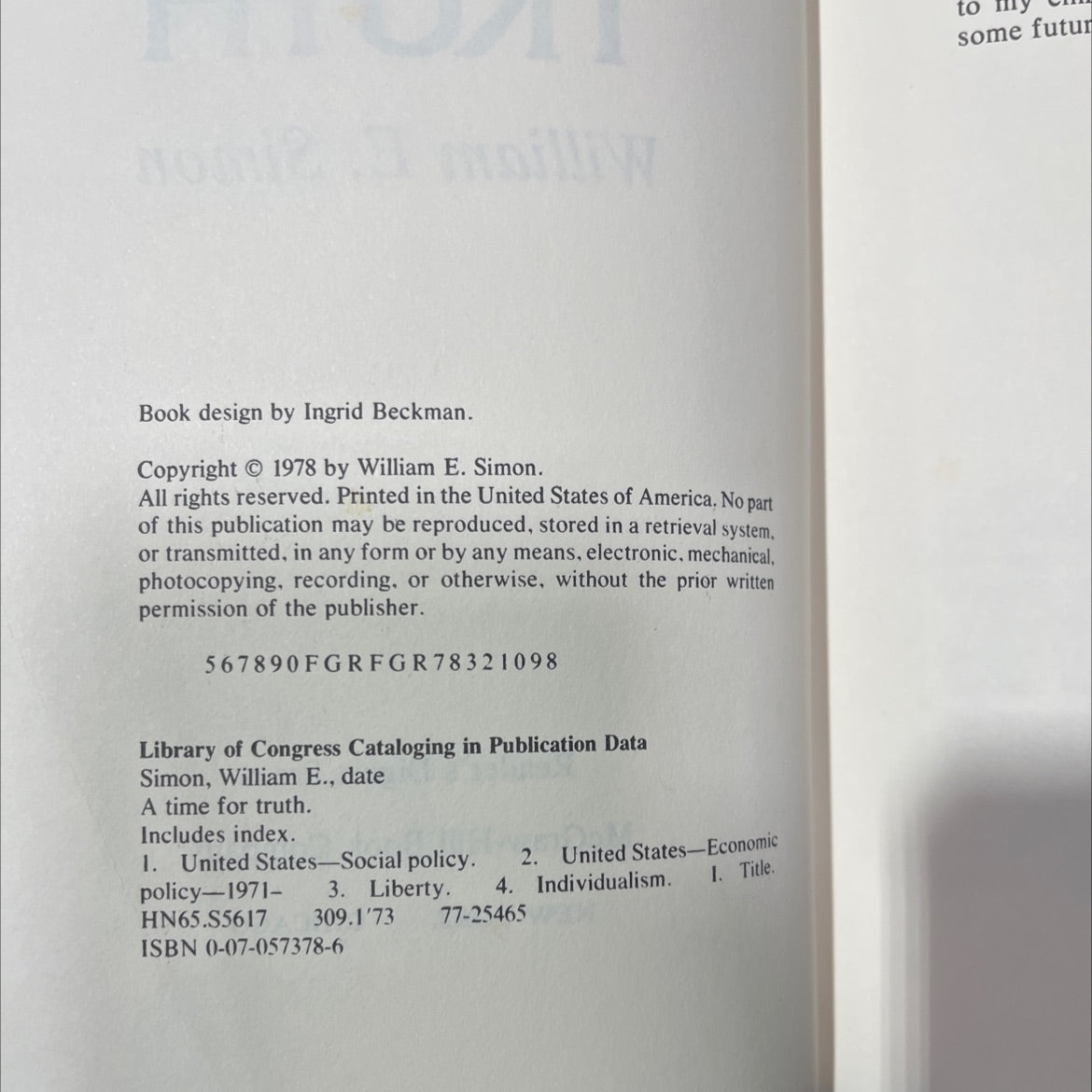 a time for truth book, by William E. Simon, 1978 Hardcover image 3