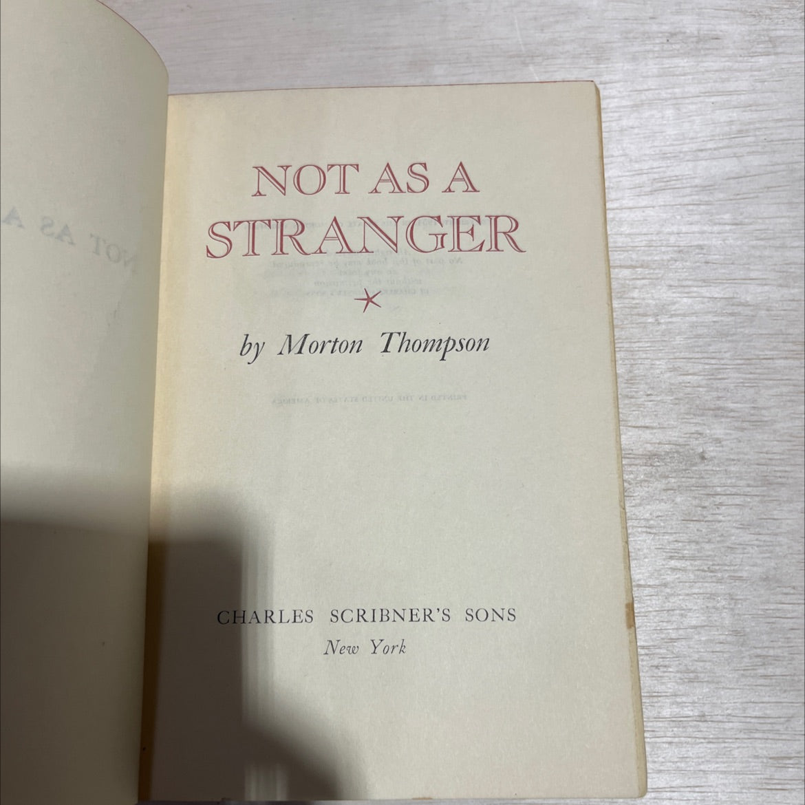 a tow not as a stranger book, by morton thompson, 1954 Hardcover image 2