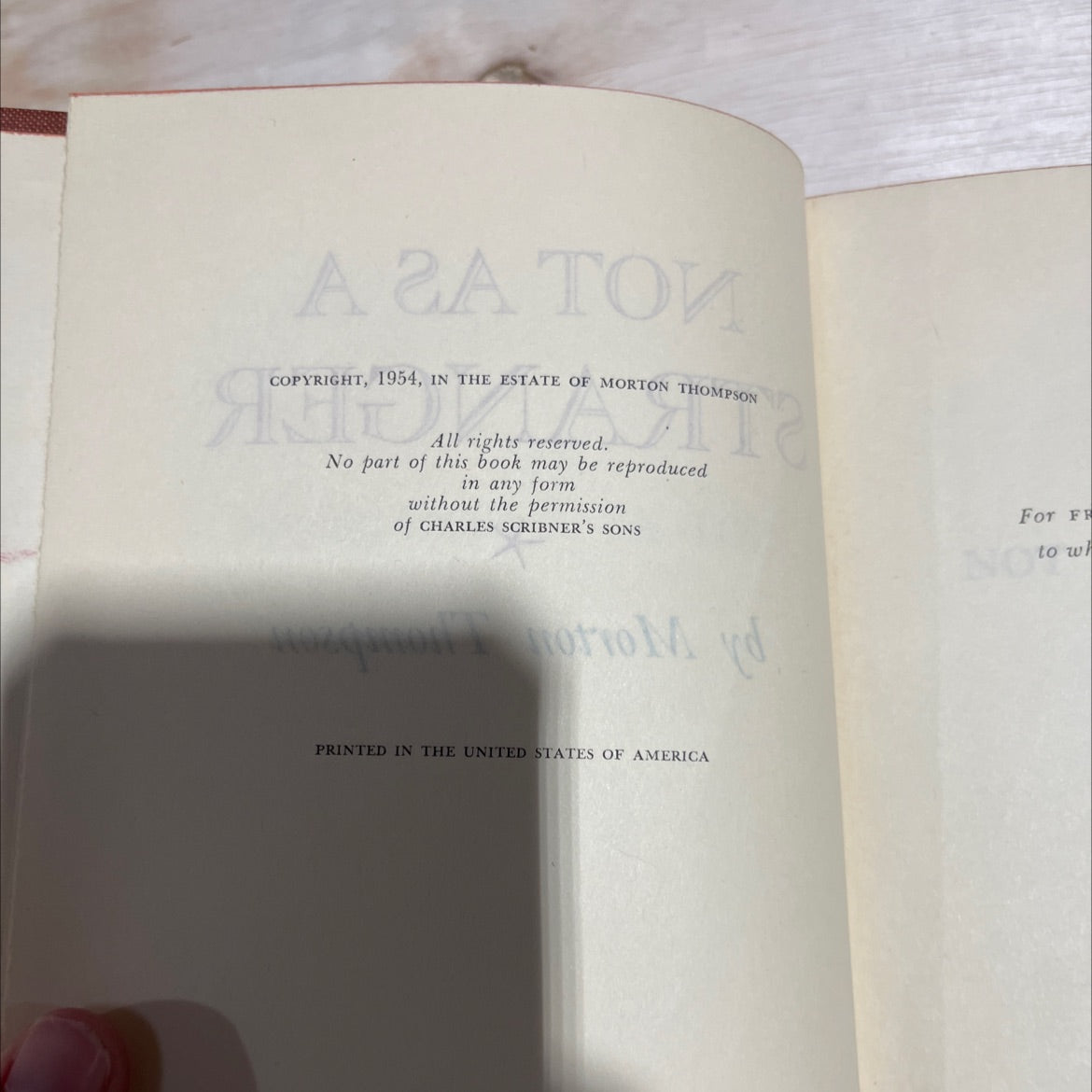 a tow not as a stranger book, by morton thompson, 1954 Hardcover image 3