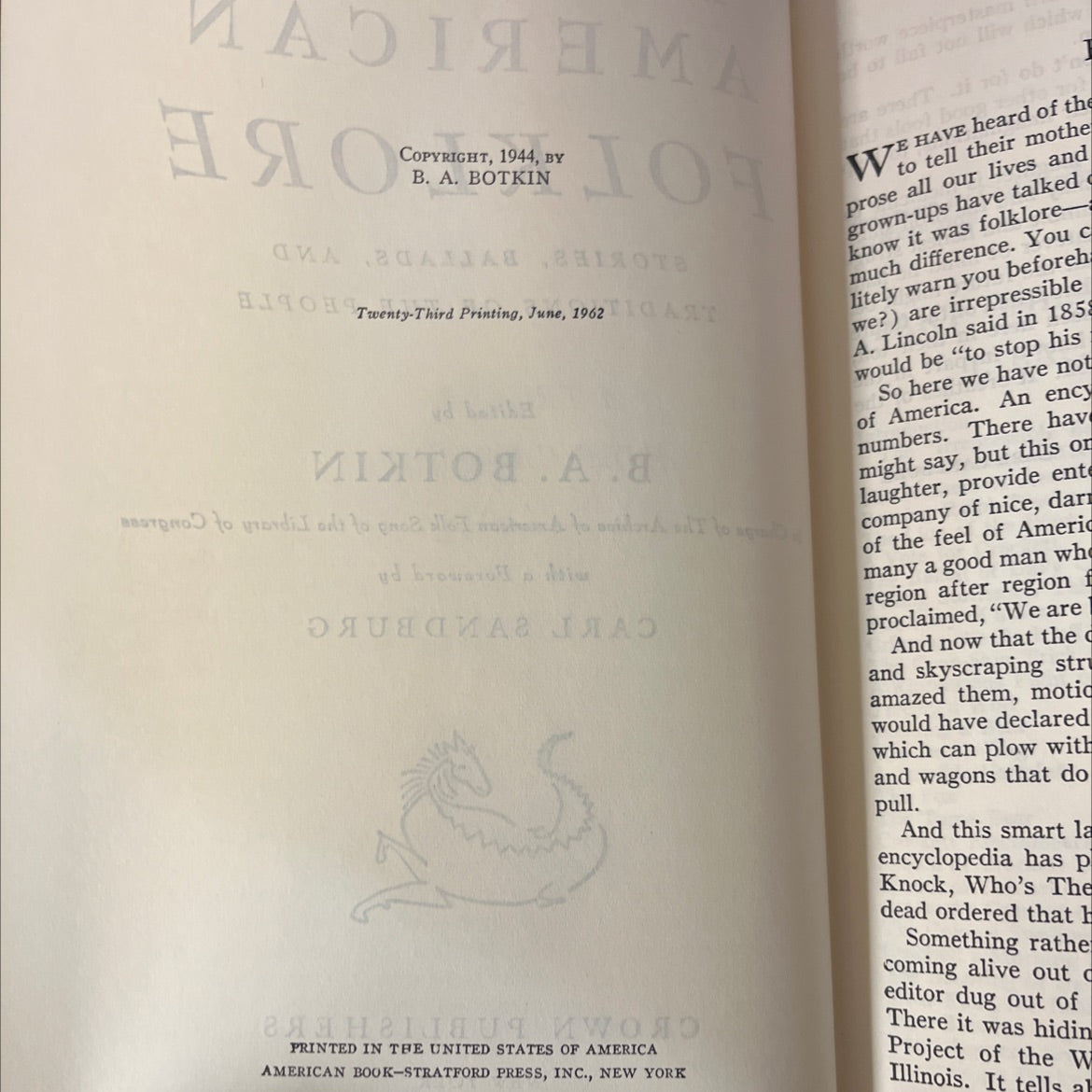 a treasury of american folklore stories, ballads, and traditions of the people book, by b. a. botkin, 1962 Hardcover image 3