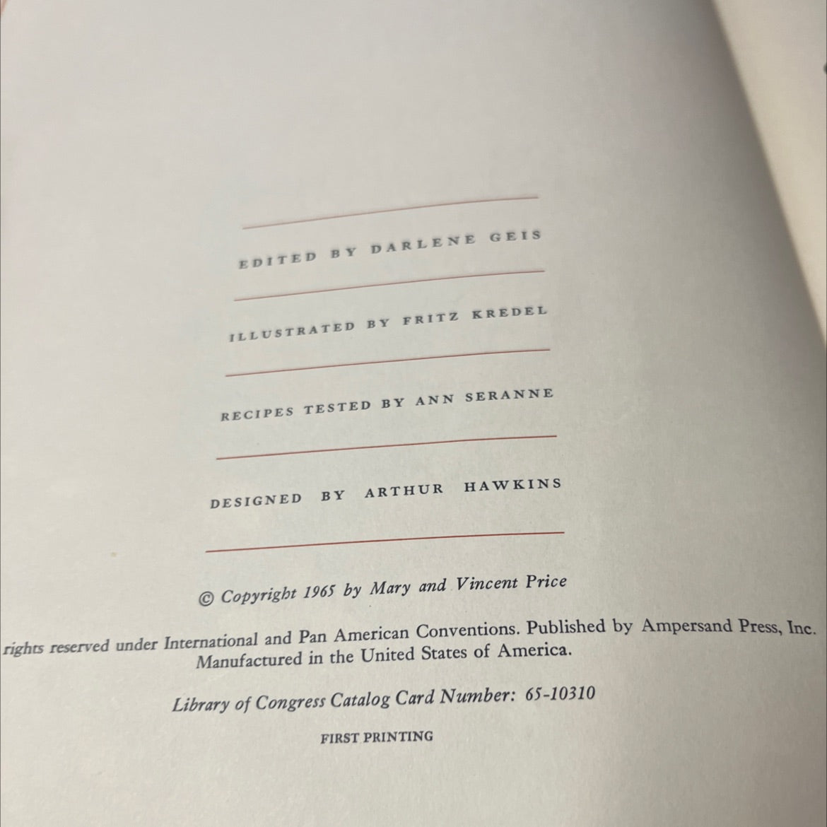 a treasury of great recipes book, by mary and vincent price, 1965 Hardcover image 3