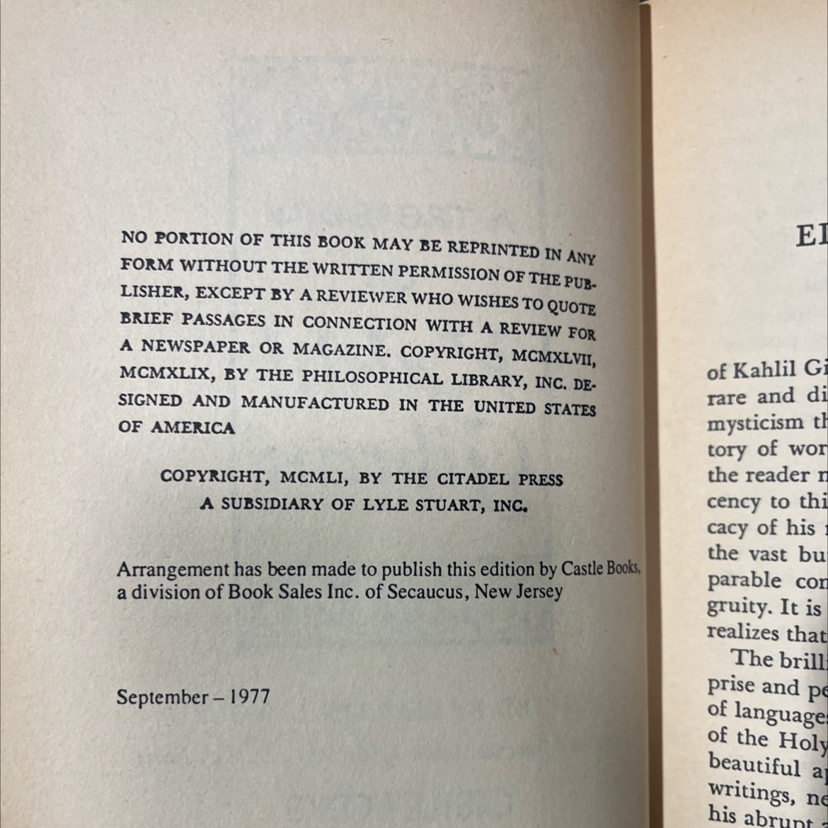 a treasury of kahlil gibran book, by kahlil gibran, 1977 Hardcover image 3