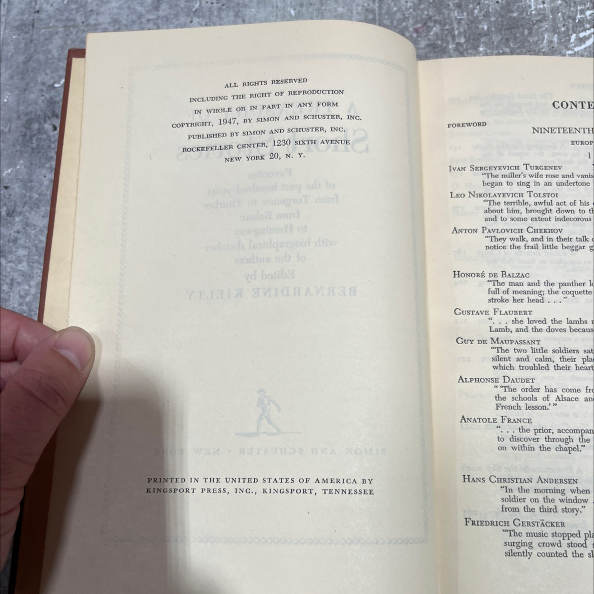 a treasury of short stories favorites of the past hundred years from turgenev to thurber from balzac to hemingway with image 3