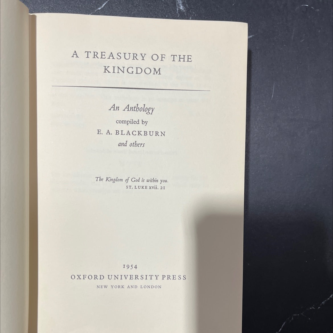 a treasury of the kingdom book, by e. a. blackburn and others, 1954 Hardcover image 2