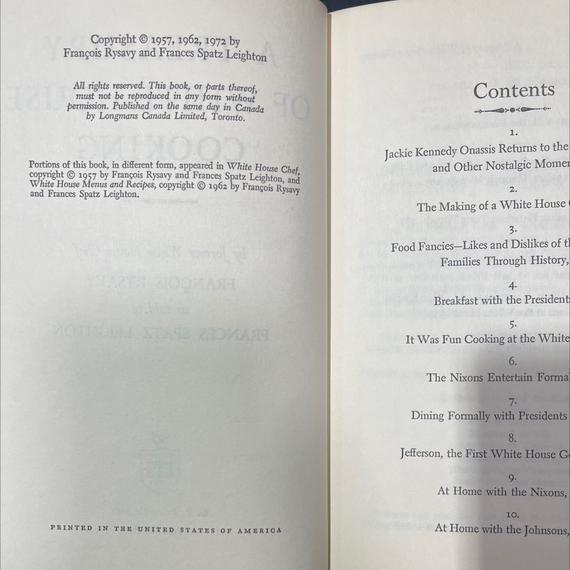 a treasury of white house cooking book, by françois rysavy, 1972 Hardcover image 3