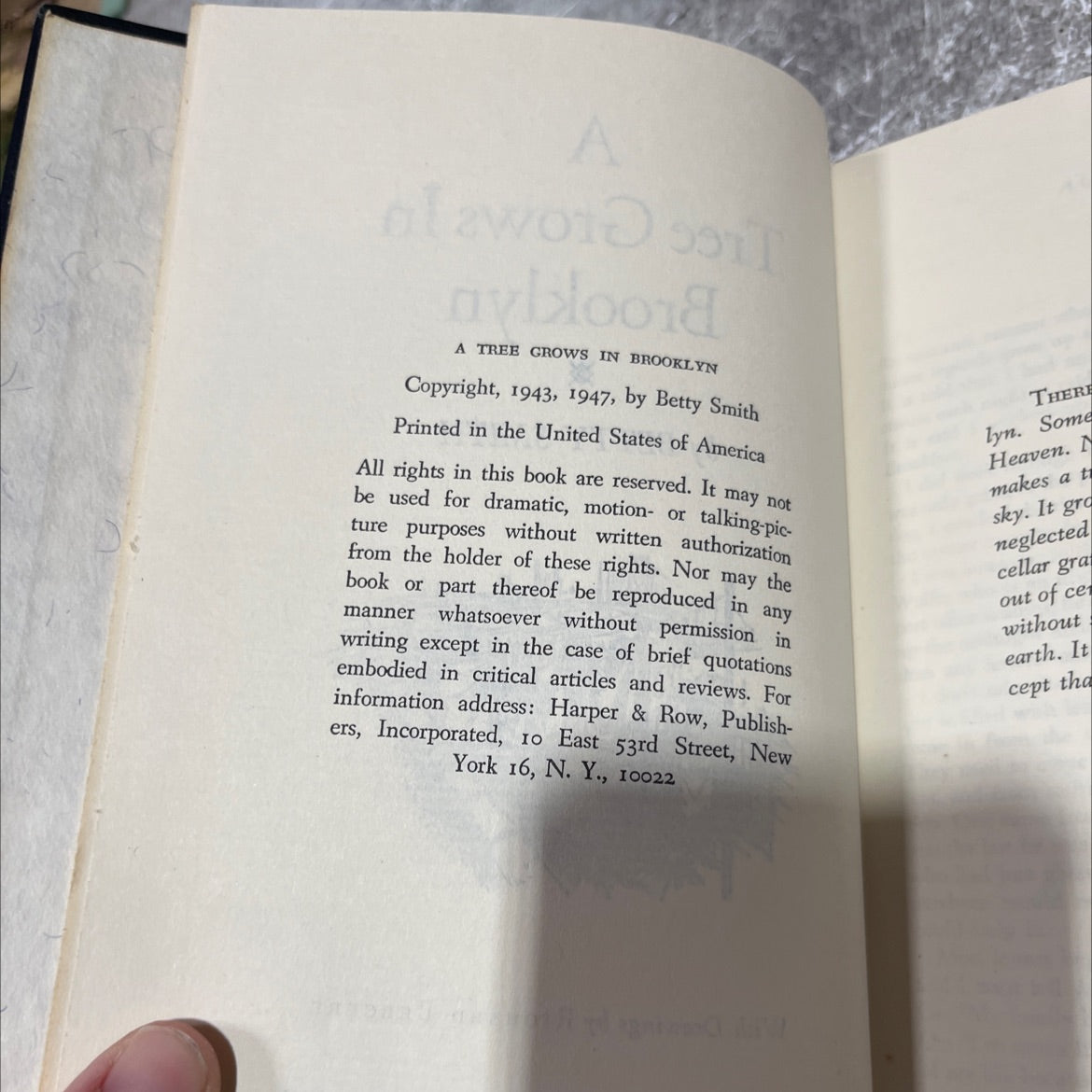 a tree grows in brooklyn book, by betty smith, 1947 Hardcover image 3