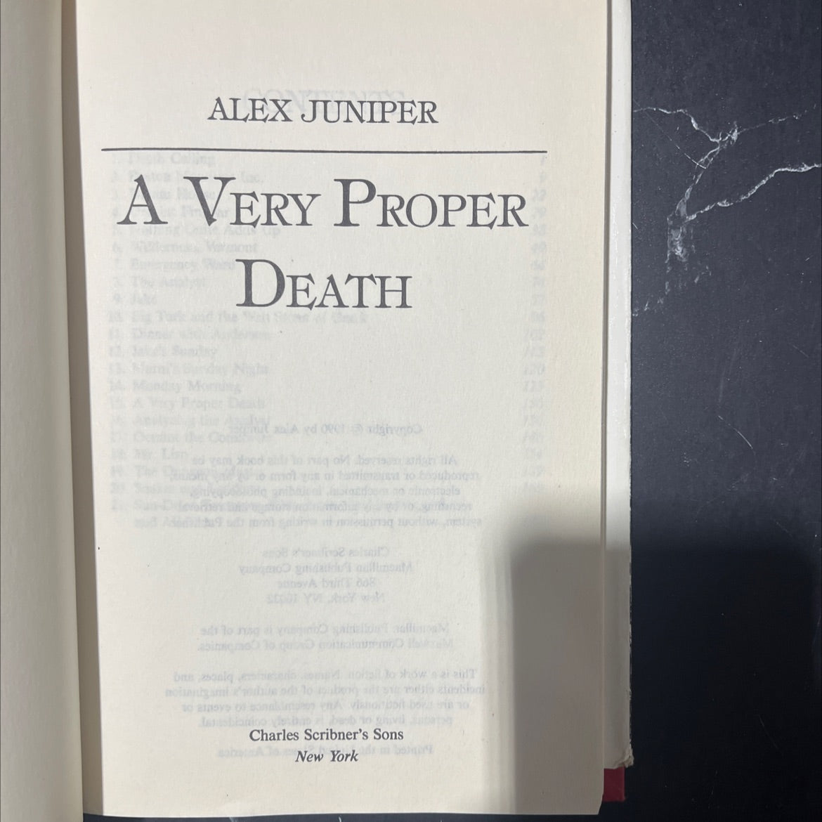 a very proper death book, by alex juniper, 1990 Hardcover image 2