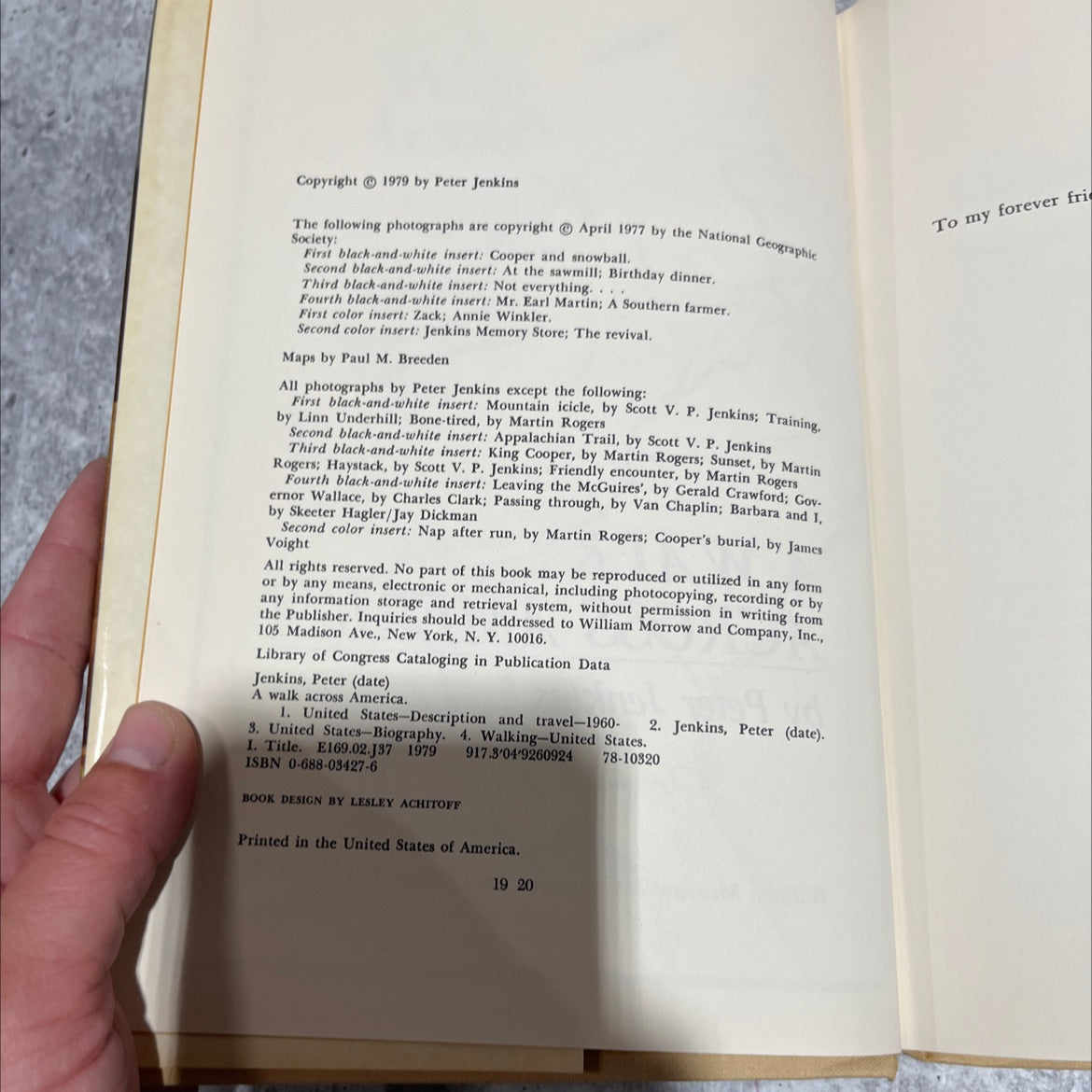 a walk across america book, by Peter Jenkins, 1979 Hardcover image 3