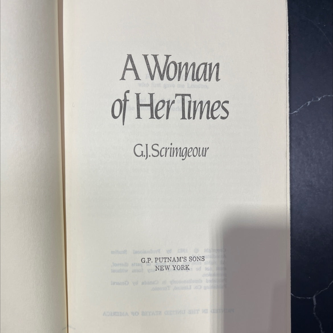 a woman who first gave one london, of her times book, by g.j. scrimgeour, 1982 Hardcover image 2